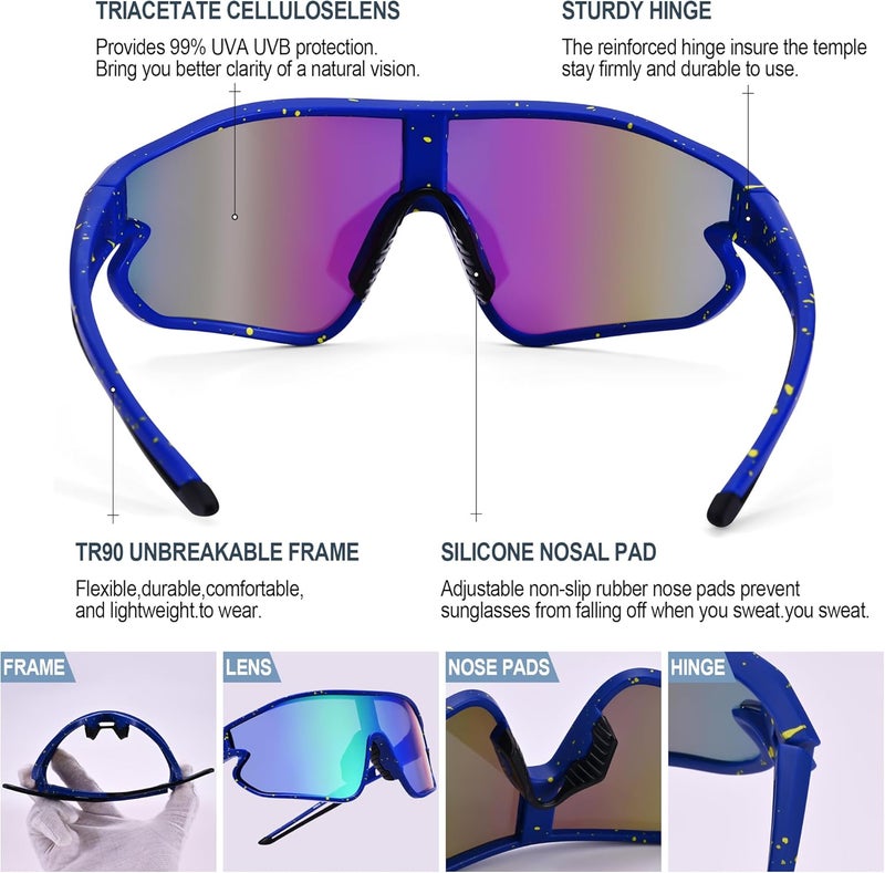 GLARDEFE Kids Baseball Sunglasses - Youth Baseball Sunglasses for Boys Girls - Sports Softball Shades Age 6-14 - Image 4